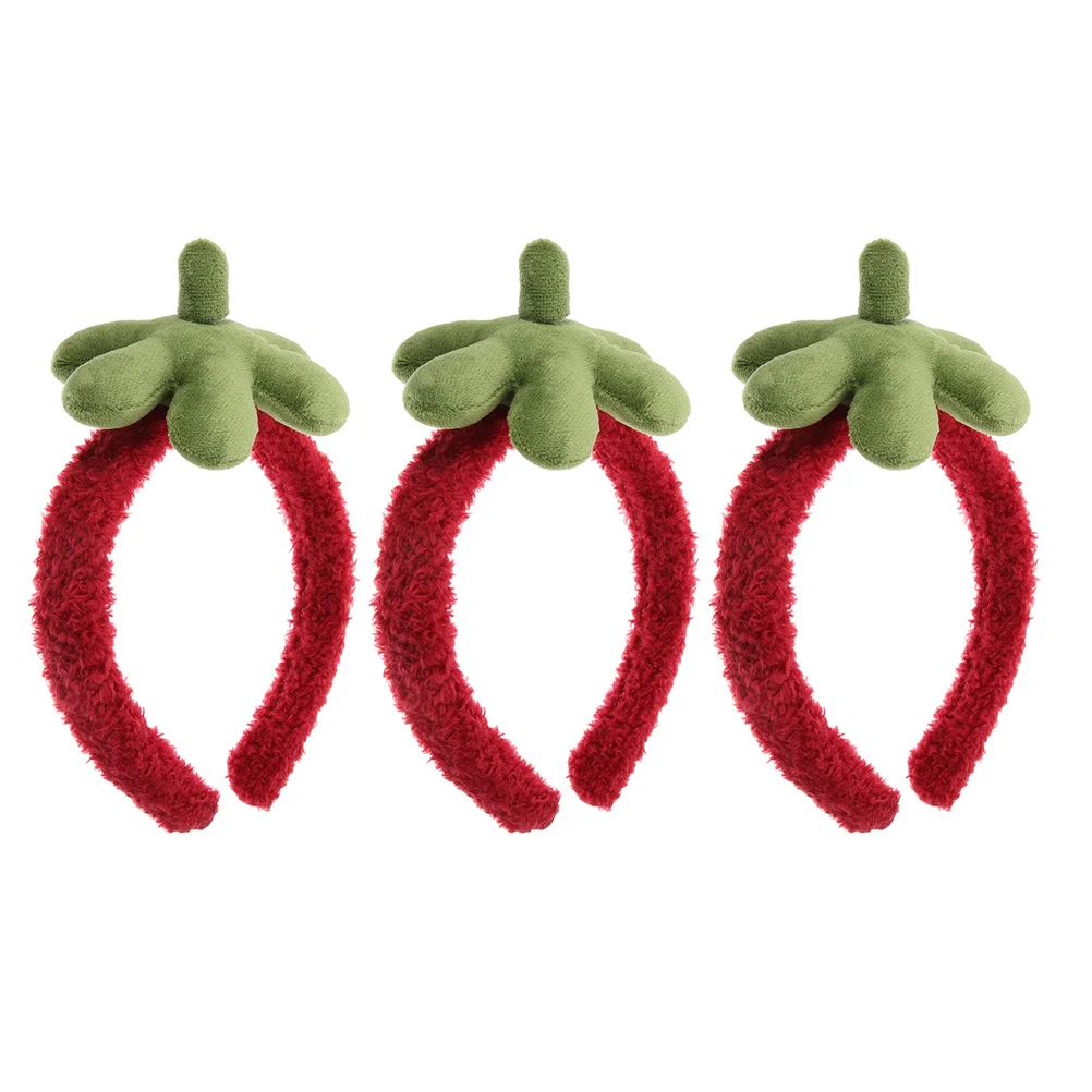 

3pcs Cartoon Strawberry Headband Coral Fleece Soft Fruit Hair Bands For Women Makeup Shower Spa Party Accessories Summer