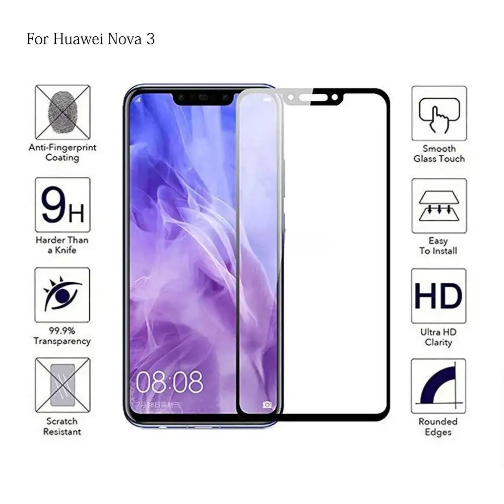 

Tempered Phone Nova 3 3I Full Glue Cover Screen Protector For Huawei P Smart Plus Nova3 Protective Film Glass