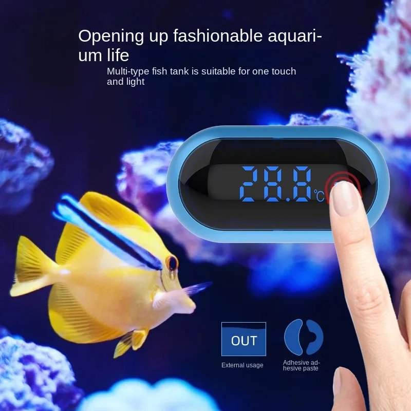 Mini termómetro de acuario con termómetro de montaje en superficie de alta precisión, medidor digital electrónico de temperatura del agua para pecera