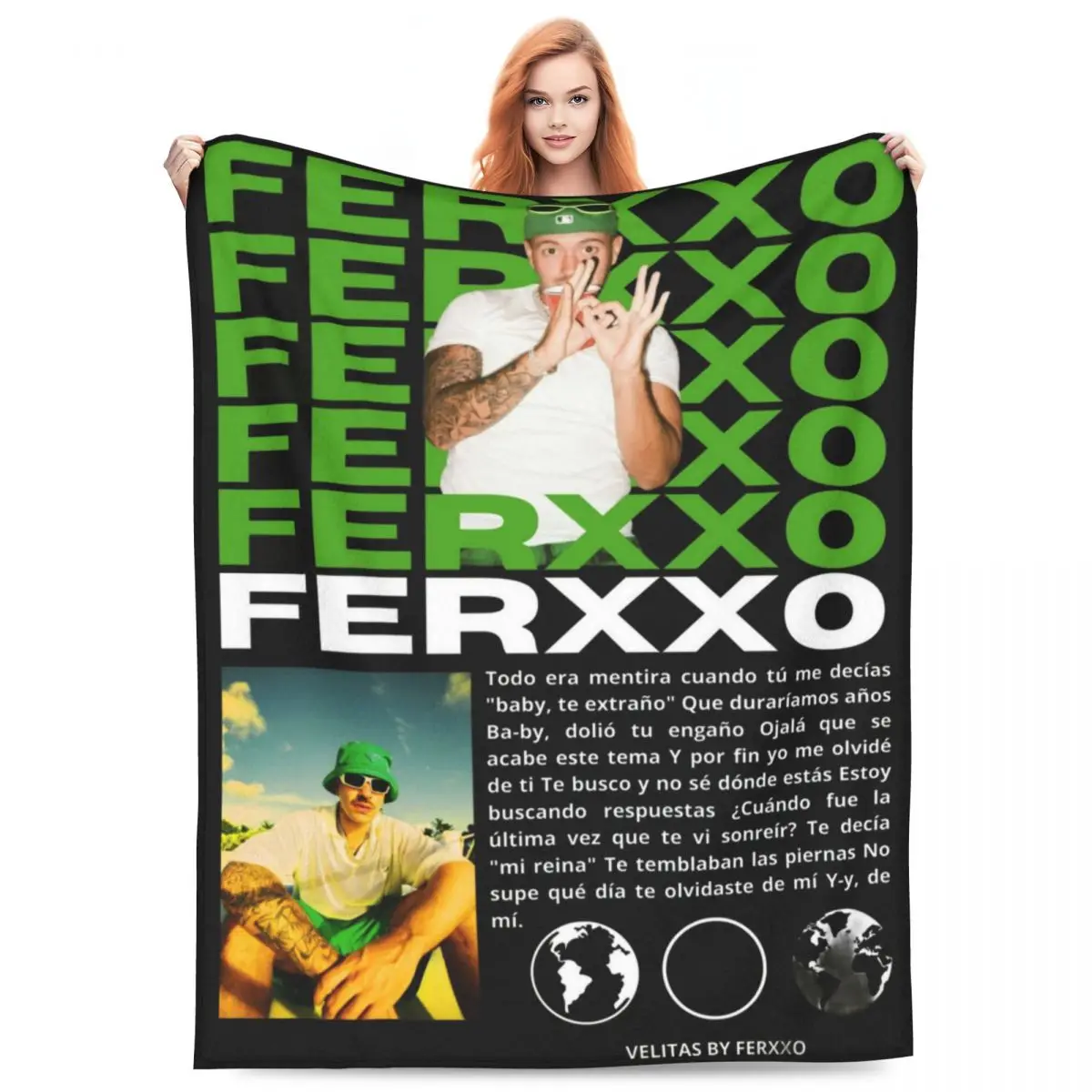 Feid Ferxxo Cool Tour 2024 Blanket Fleece Decoration Rapper Concert Comfortable Warm Throw Blankets for Bed Couch Quilt