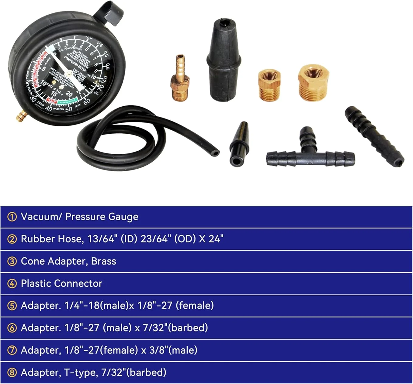 Automotive Cylinder Tester Kit Vacuum Gasoline Engine Compression Meter Pressure Gauge With Adapter