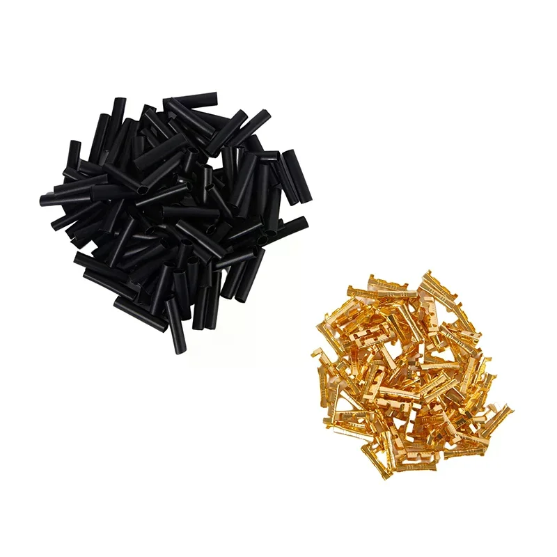 200pcs 453 U-terminal Lug Wire Butt Joint Cold Terminal, Fascia Of Small Tooth with Heat Shrinkable Tube 0.5-1.5mm2