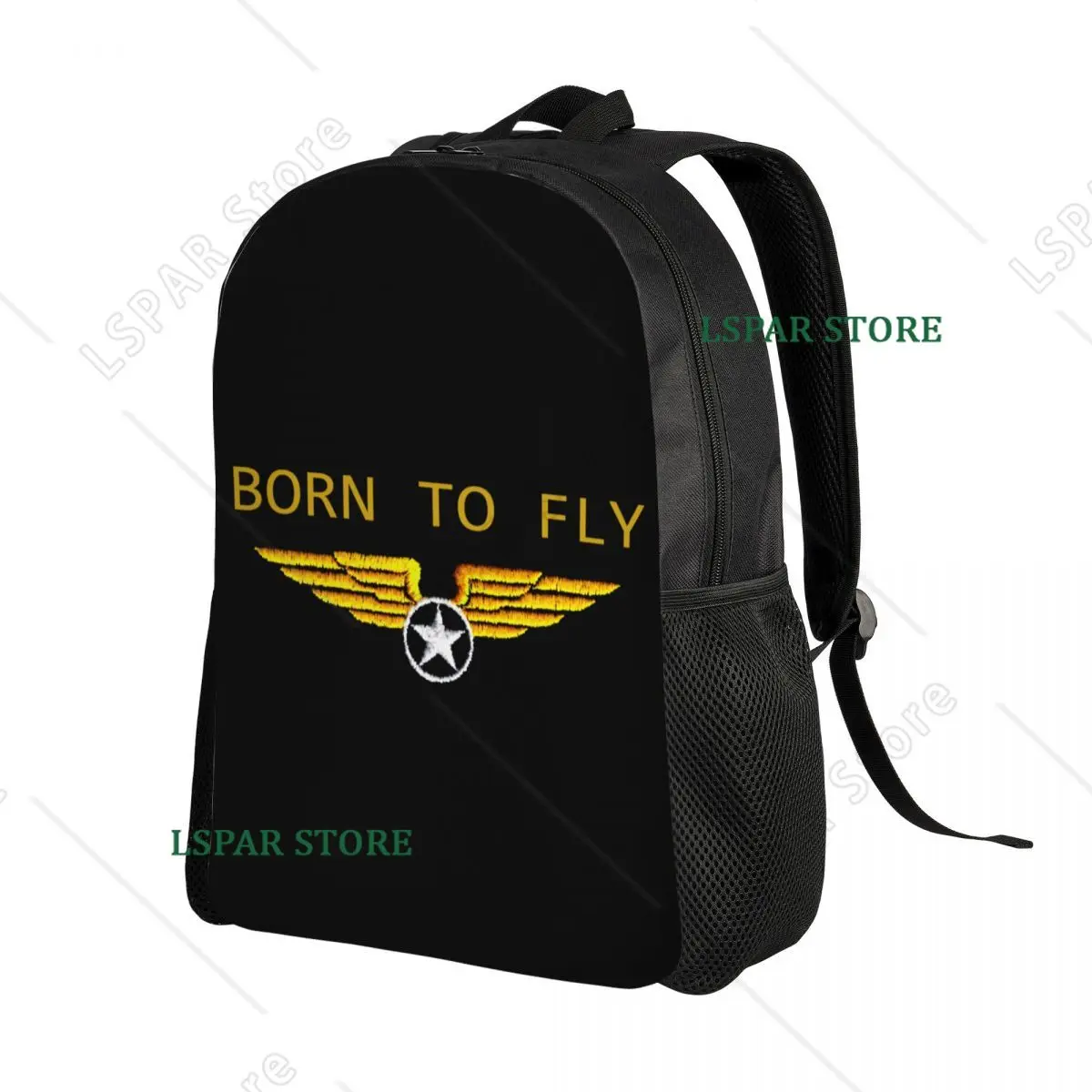 Custom Born To Fly Flight Pilot Travel Backpack School Computer Bookbag Flying Aviation Aviator College Student Daypack Bags