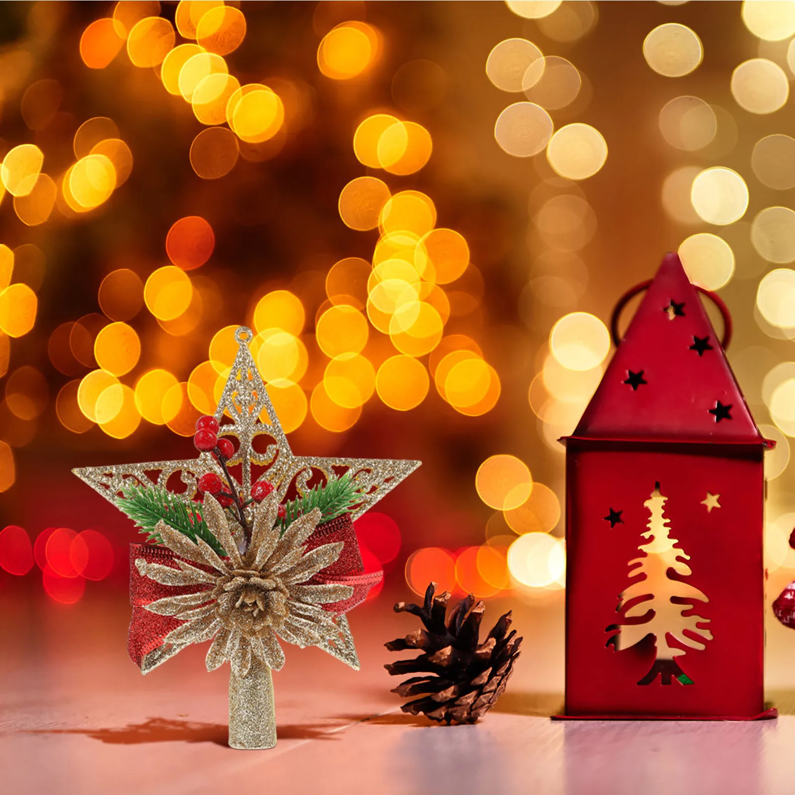 

Beautiful Plastic Art Star Christmas Treetop Decoration Long-Lasting Colorful Adornment for Home Mall Hotel Banquet