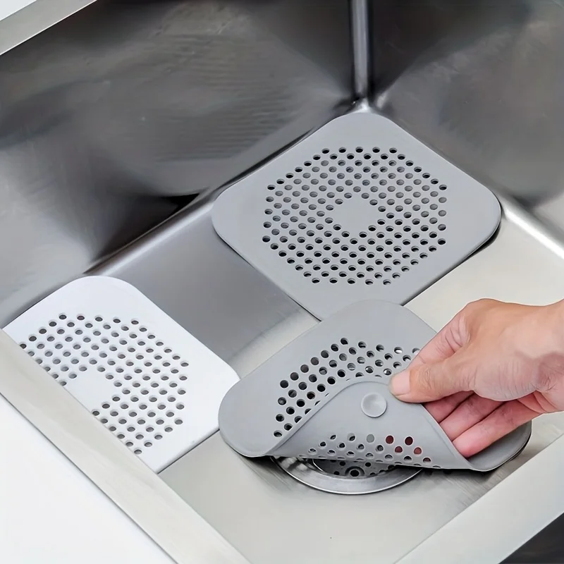 YITAPE Square Hair Drain Filter Cover With Suction Cups, Hair Stopper For Shower Kitchen Drain Protection