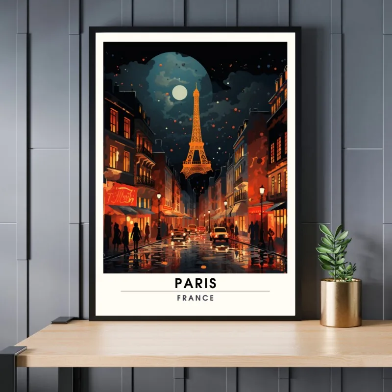 Paris Night Trip To The Louvre Museum Eiffel Tower Travel Poster Canvas Printing Decor Living Room Bedroom Wall Art Home Decor