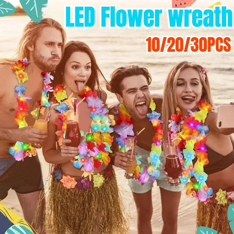 

10/20/30pcs Hawaiian Luau Party Decorations Tropical Flower Garlands Multi Colored Banner Summer Beach Birthday Party Home Decor