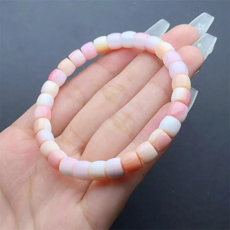 6.8MM Natural Aliger Gigas Shell Bracelet Healing Crystal Charm Bracelets for Women Energy Jewelry Gift 1PCS