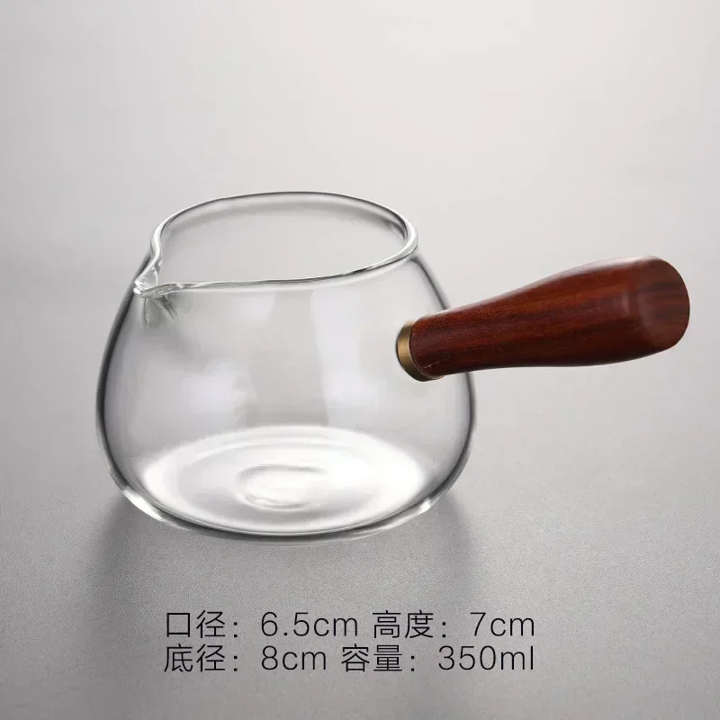 Glass Tea Jug Chinese Kung Fu Tea Set Accessory Water Pitcher Wood Side Handle Teapot Heat Resistant Teaware Coffee Milk Pot