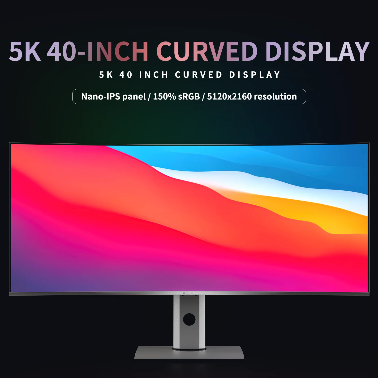 CHONSUN 40-inch 5K Nano-IPS Curved Monitor, 120Hz Refresh Rate, G-Sync & HDR600, Ideal for Gaming&Office