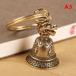 Brass Chinese 12 Zodiac Animals Heads Bell Keychain Pendants Jewelry Vintage Copper Feng Shui Car Key Chain Hanging Keyring Gift
