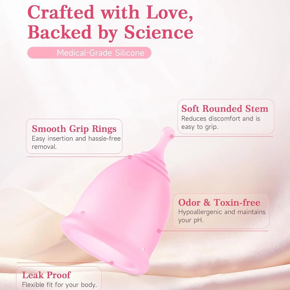 【PARTY】Menstrual Cup Kit With Steam Sterilizer,[S & L Size] Set, Reusable Period Cups, Includes Drawstring Pouch