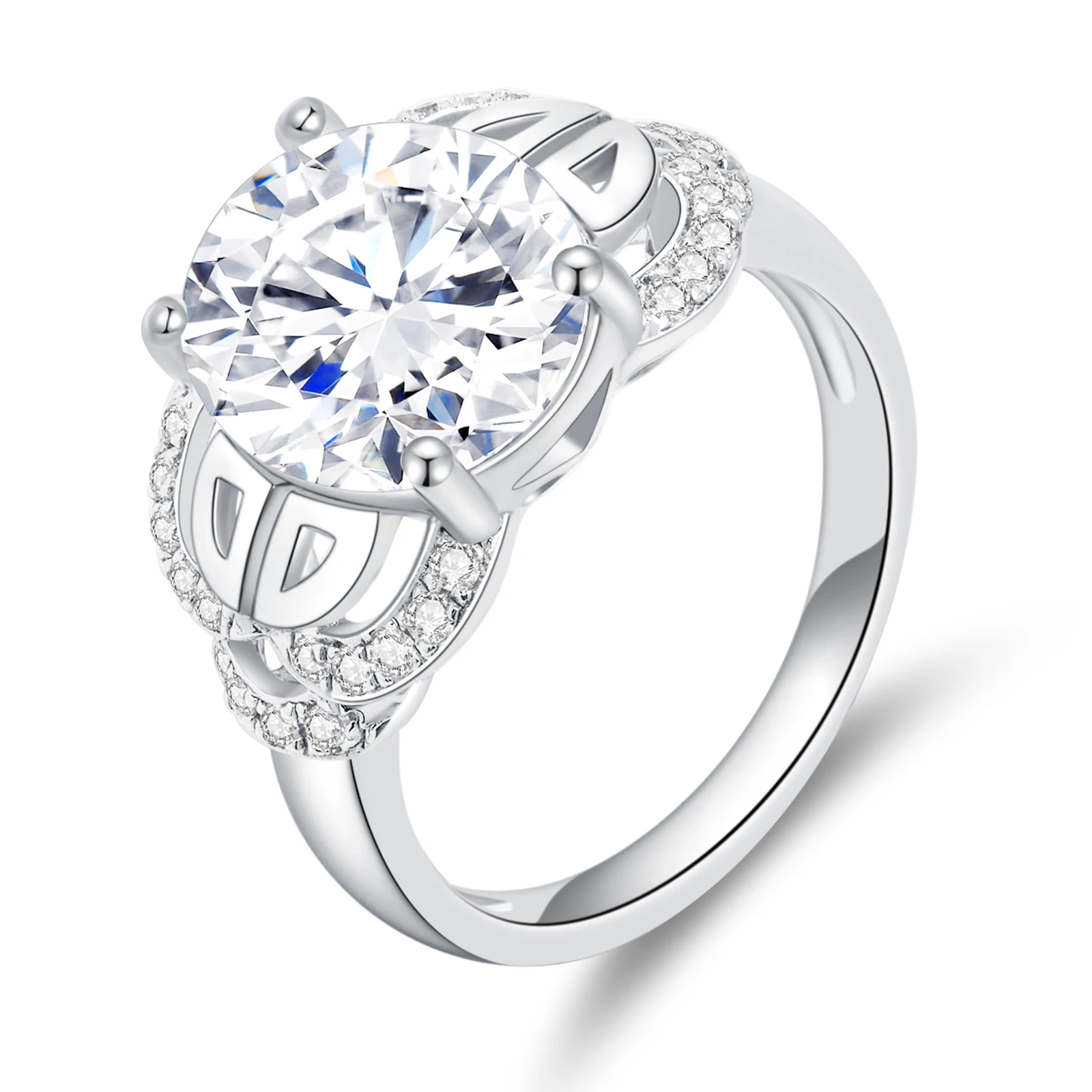 

5 CTTW Oval Cut Cubic Zirconia Engagement Ring 925 Sterling Silver 18K White Gold Plated Wedding Promise Ring for Women