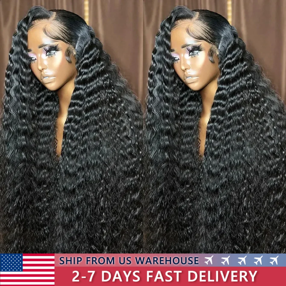 13x4 Deep Wave Lace Front Wigs Human Hair 200% Density Pre Plucked Water Curly Human Hair Wig 13x6 Transparent Lace Frontal Wig