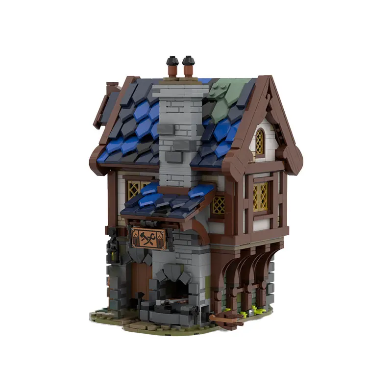 1253 個 MOC-211206 ビルディングブロック中世建築シリーズ鍛冶屋スケールダウン DIY モデルクリエイティブギフト教育パズル