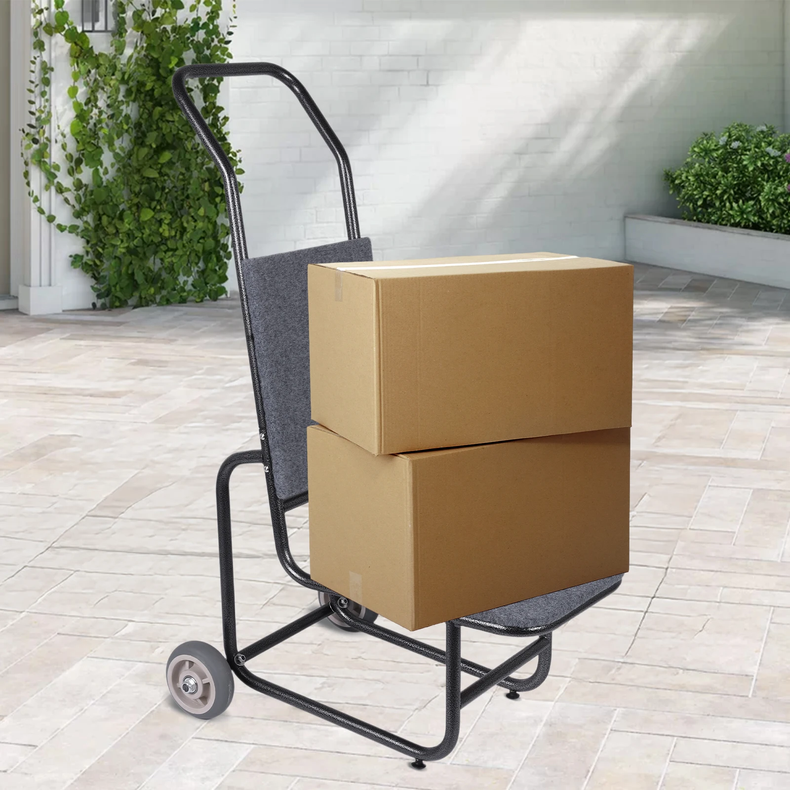 Metal Pull Cart Reinforced Thickened Chair Transport Vehicle Wear Resist Chairs Transporter Party Event Activities Trolley