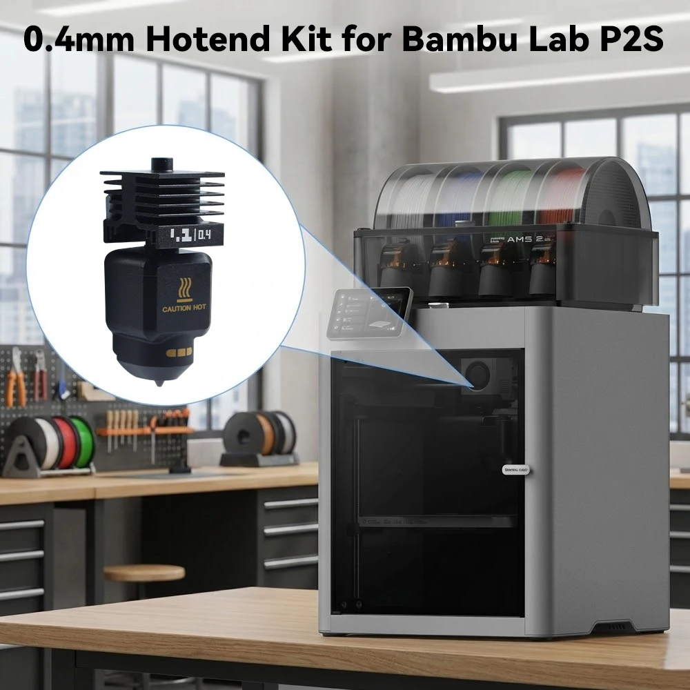 

Для Bambu Lab P2S Hotend Kit съемное сопло из закаленной стали 0,4 мм, высокая термостойкость для аксессуаров для 3D-принтеров