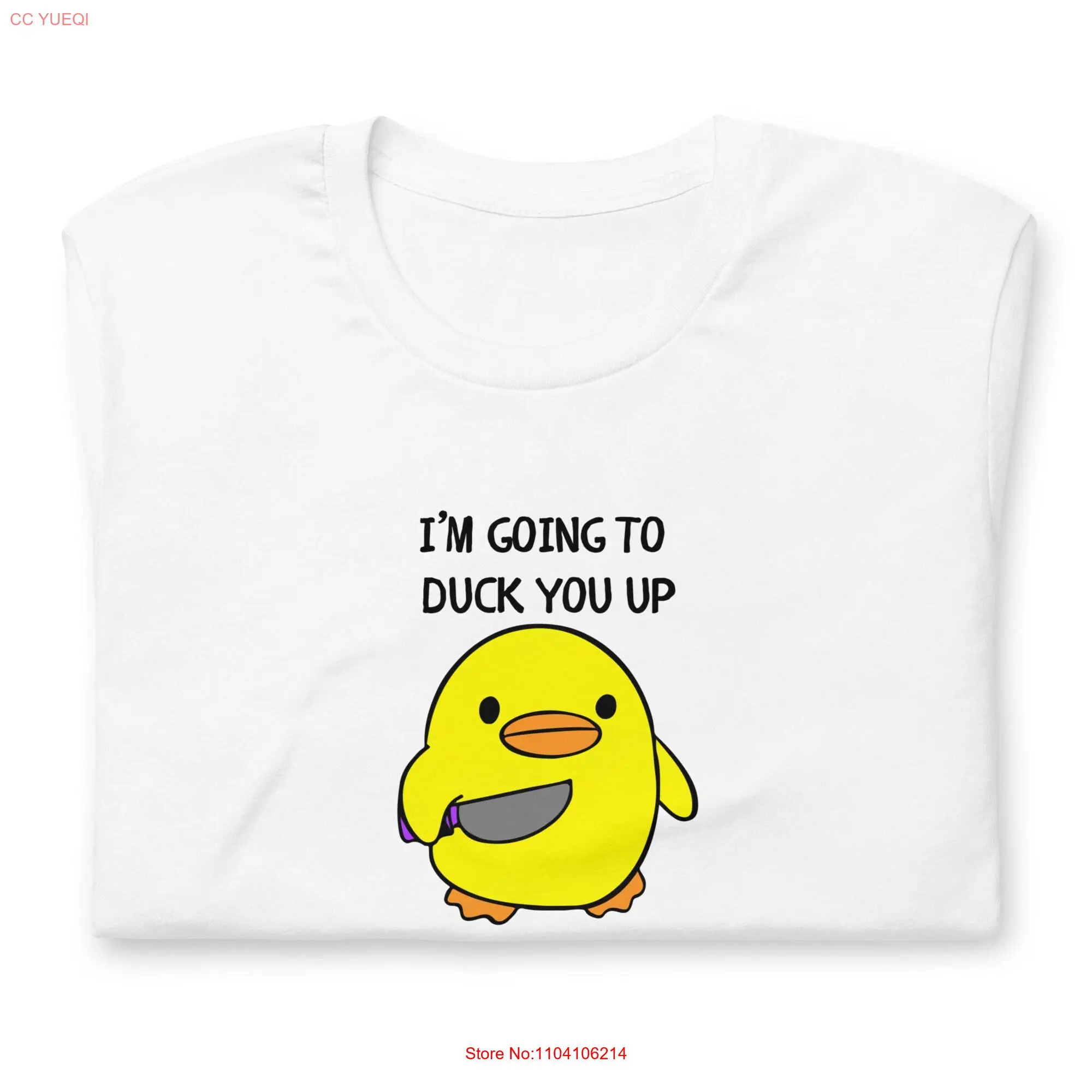 Camiseta divertida de manga larga o corta, camisa amarilla con un cuchillo de Animal, frase "I'm Going To Duck You Up"