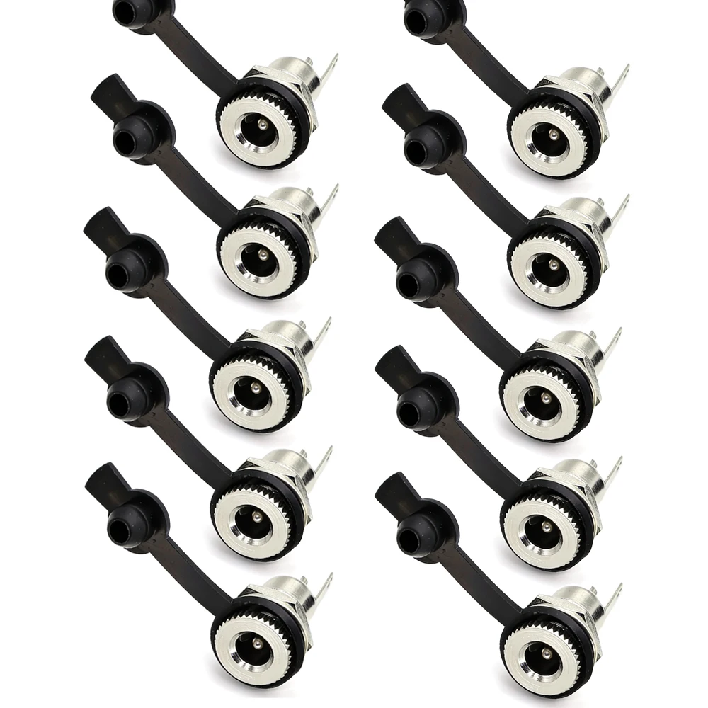 10Pcs DC099 5.5x2.1mm / 5.5*2.5mm DC Power Socket Female Panel Mount Adapter Connector With Waterproof Cover For Welding DIY