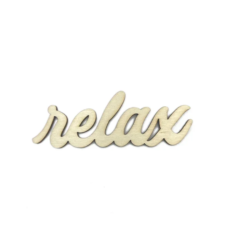 10pcs 10cm Relax Script Word Wood Sign- Wooden Letter Words- Laser Cut Unfinished Wood