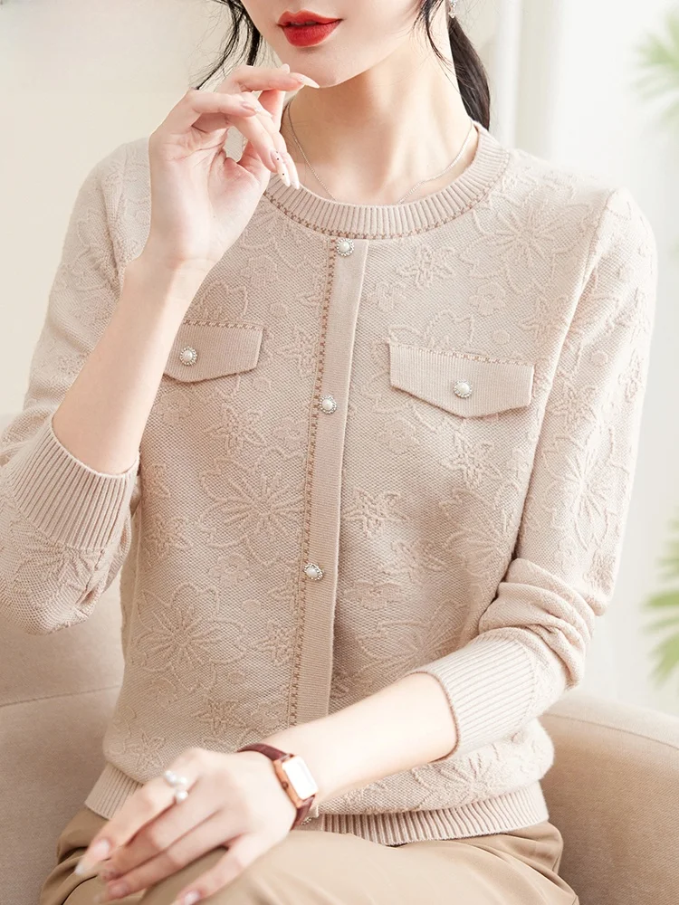 

Faionable Knitted Sweater Long Sve Women's Base Layer irt for Middle-Aged And ly Spring Autumn Sli Mom Clothes