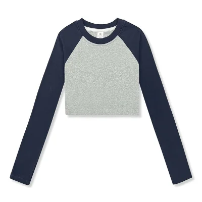 Damskie koszulki z długim rękawem Slim Fit Holiday Party Crop Top Y2k Long Sleeve Korean Harajuku Kpop Graphic Patchwork Tee — zdjęcie 5