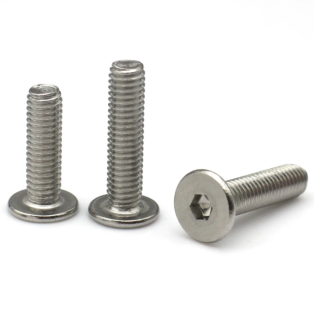 5/10/20/50Pcs M1.6 M2 M2.5 M3 M4 M5 M6 M8 304 Stainless Steel Hex Socket Ultra Thin Low Profile Flat Wafer Head Screws Bolts