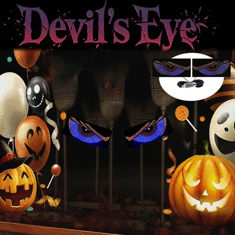 2Pcs LED Auto Dynamische Teufel Auge Licht Für Auto Lkw Dämon Augen Led-bildschirm Licht Vorne Heckscheibe Dekoration