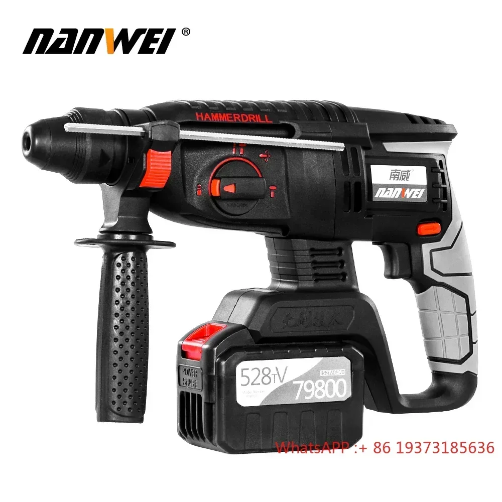 NANWEI Rotary Hammer Drill 3 Functions 26mm Electric Eick Variable Speed Forward And Reverse Regulation Brushless Hammer