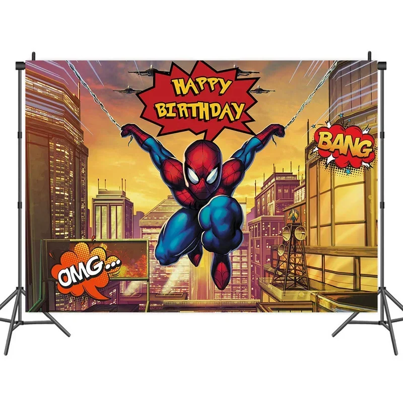 Disney Spiderman theme birthday party background cloth children\'s party decoration supplies layout background curtain background