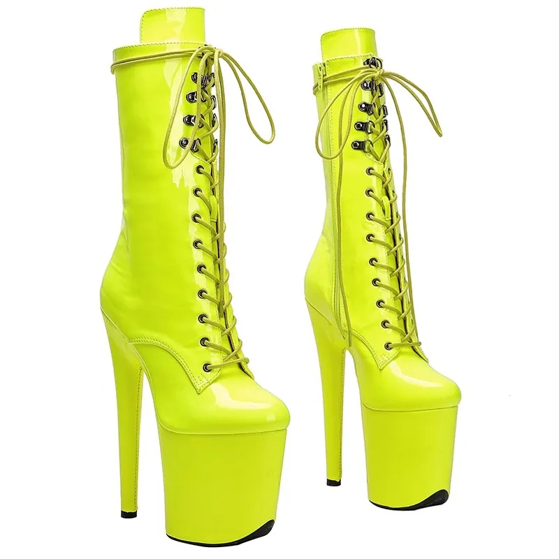 

LAIJIANJINXIA 20CM Round Toe Pole Dance Shoes Stripper Heels Lace Up Platform Boots Models Nightclub Show Party Sexy Fetish