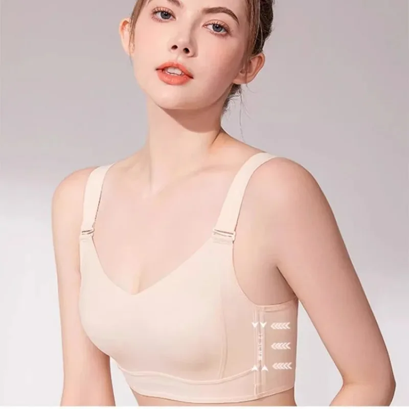 Women\'s Fashion Adjustable Thin Full Cup Bra Widening Elastic Shoulder Straps Soft and Breathable Underwear