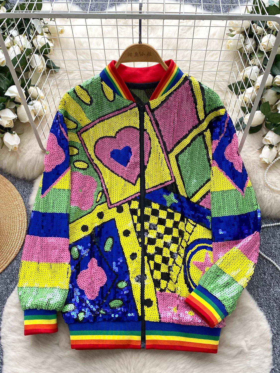 

Женский топ Jaet Long Sve в стиле ретро с тяжелыми украшениями и уличным дизайном с блестками, клубный модный топ для осенней ночи