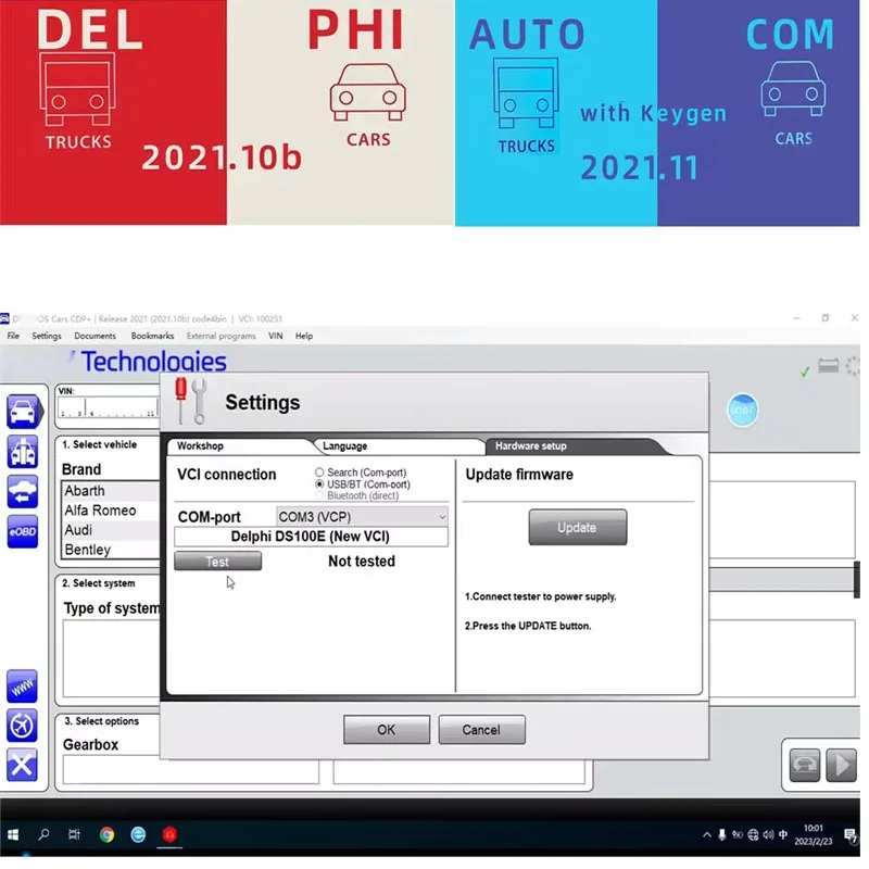 Software de diagnóstico para coche, herramienta de diagnóstico automotriz Delphi 2021.10b + phis, escáner obd, gratis Keygen, DS + 150E, software +