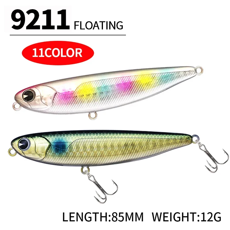 85mm 12g Topwater Pencil Fishing Lures Walking the Dog Pesca Wobblers Artificial Hard Baits for Bass Trout Swimbait Equipment