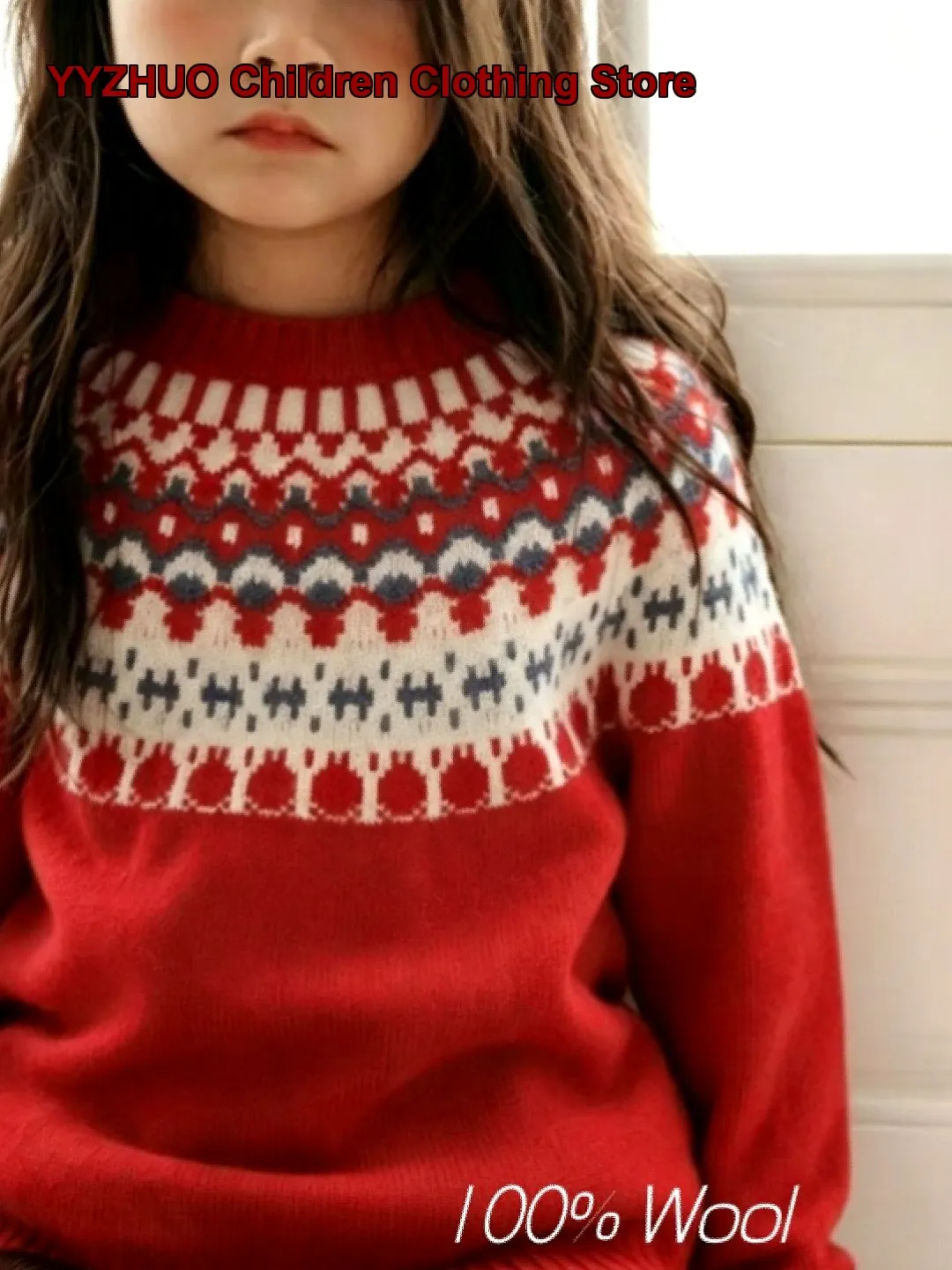 Kids Solid Color Knit Top Boys Girls Red Pullover Thickened Warm Long Sleeves