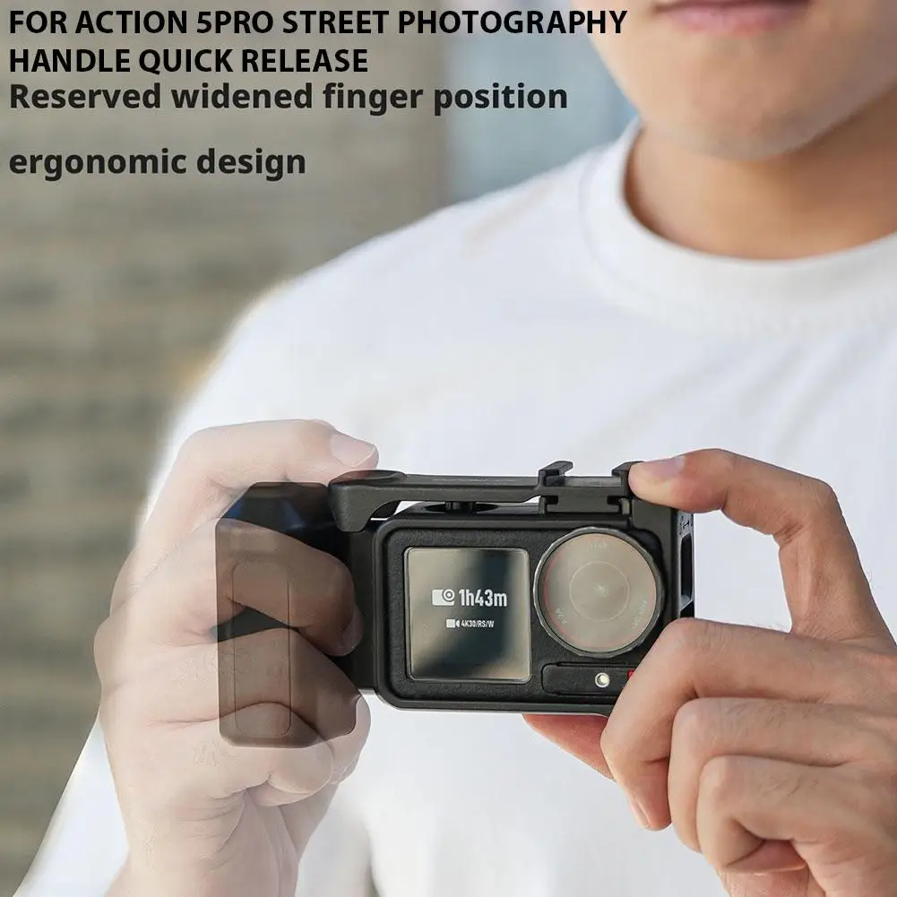 ل DJI OSMO Action 5 Pro/4/3 مقبض التصوير في الشوارع الإفراج السريع قفص أرنب الشارع اطلاق النار قبضة الإطار واقية