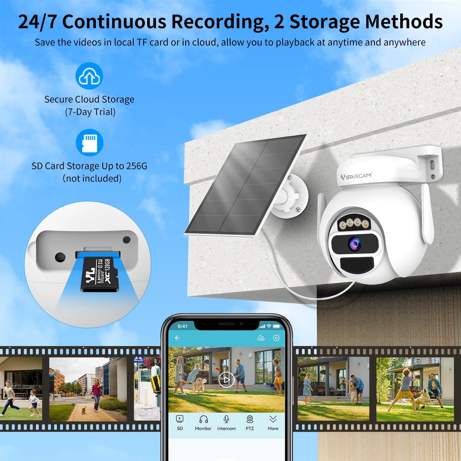 كاميرات أمان Vstarcam 2K 3MP تعمل بالطاقة الشمسية، بطارية خارجية لاسلكية، مقاومة للماء IP66، كشف الإنسان PIR، صوت ثنائي الاتجاه
