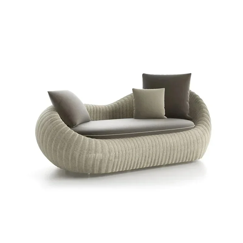 Outdoor Rattan Sofa Set round Wicker Furniture for Balcony Garden Patio Villa Hotel Comfortable Open-Air Seating