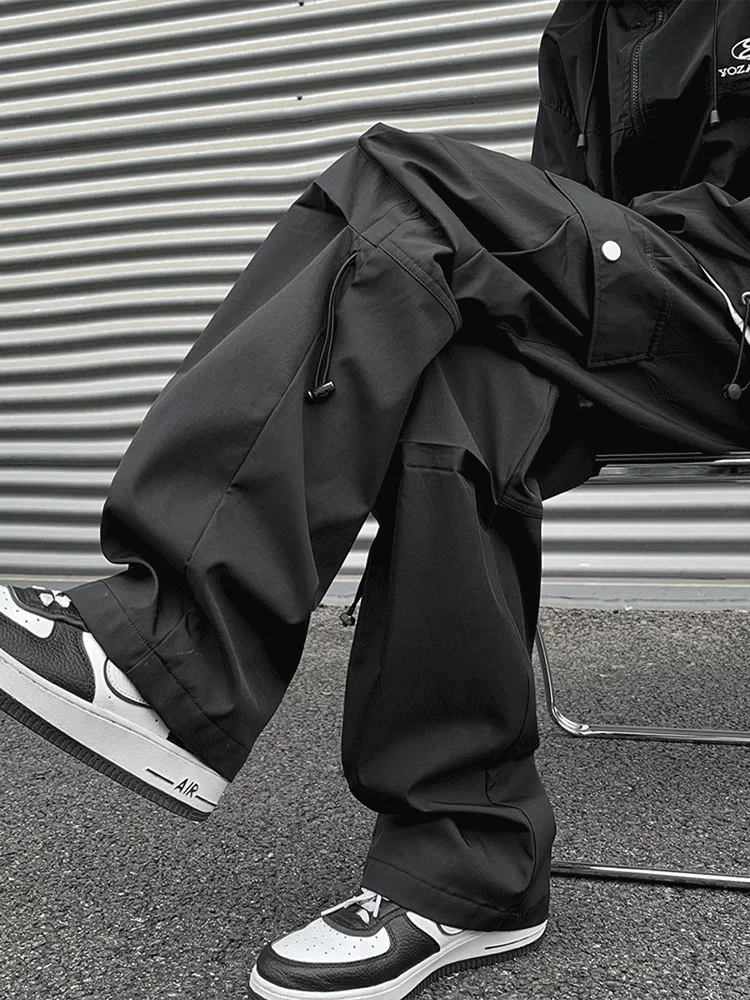 

American High Street Men's Work Pants Loose Fit Outdoor Functional Trousers Straight Leg Casual Long Trousers Autumn Winter