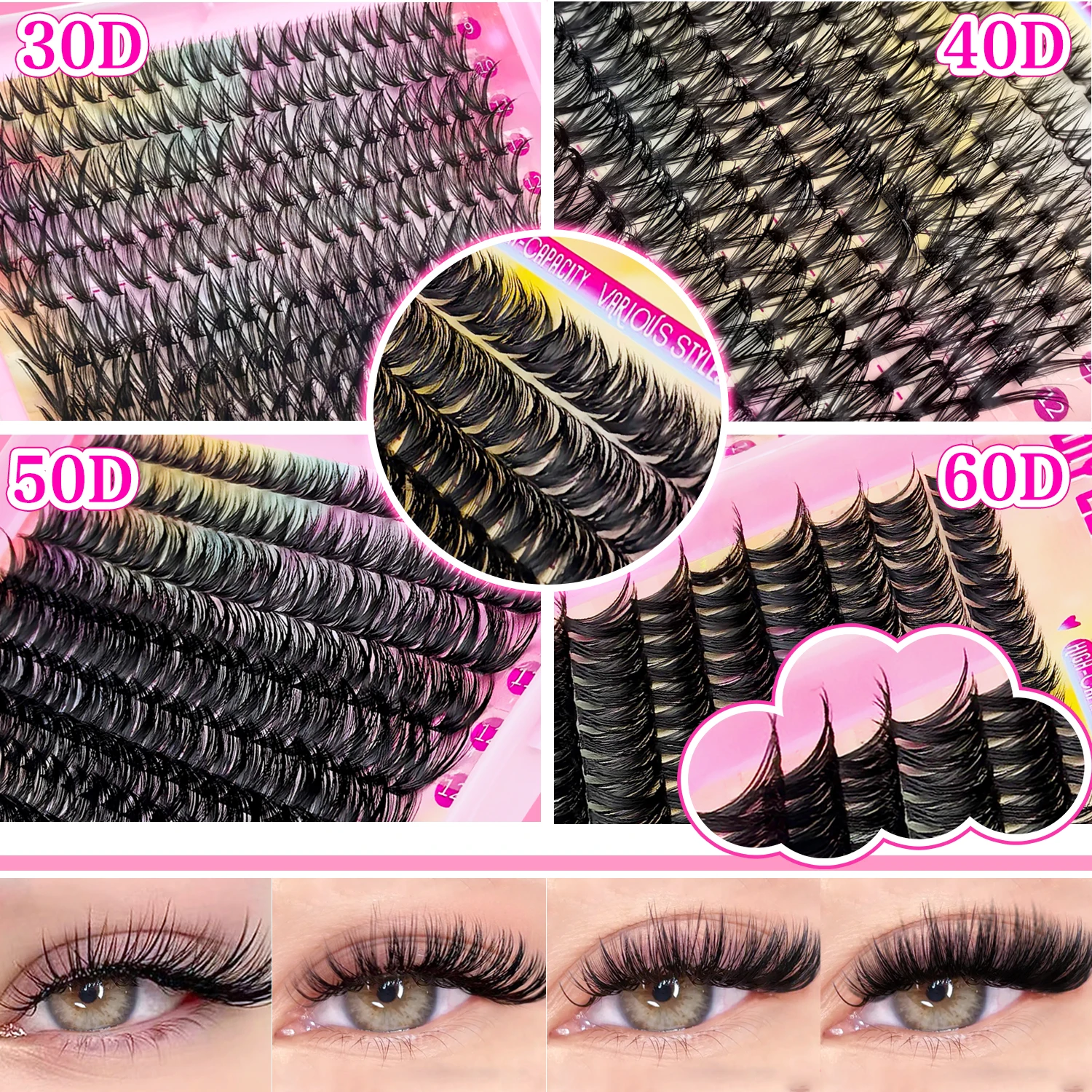 Zestaw rzęs 40 rzędów - 30D/40D/50D/40D maquillajes para mujer Rzęsy o wydłużonym kroju Naturalny efekt blendowania dla spersonalizowanego wyglądu makijażu