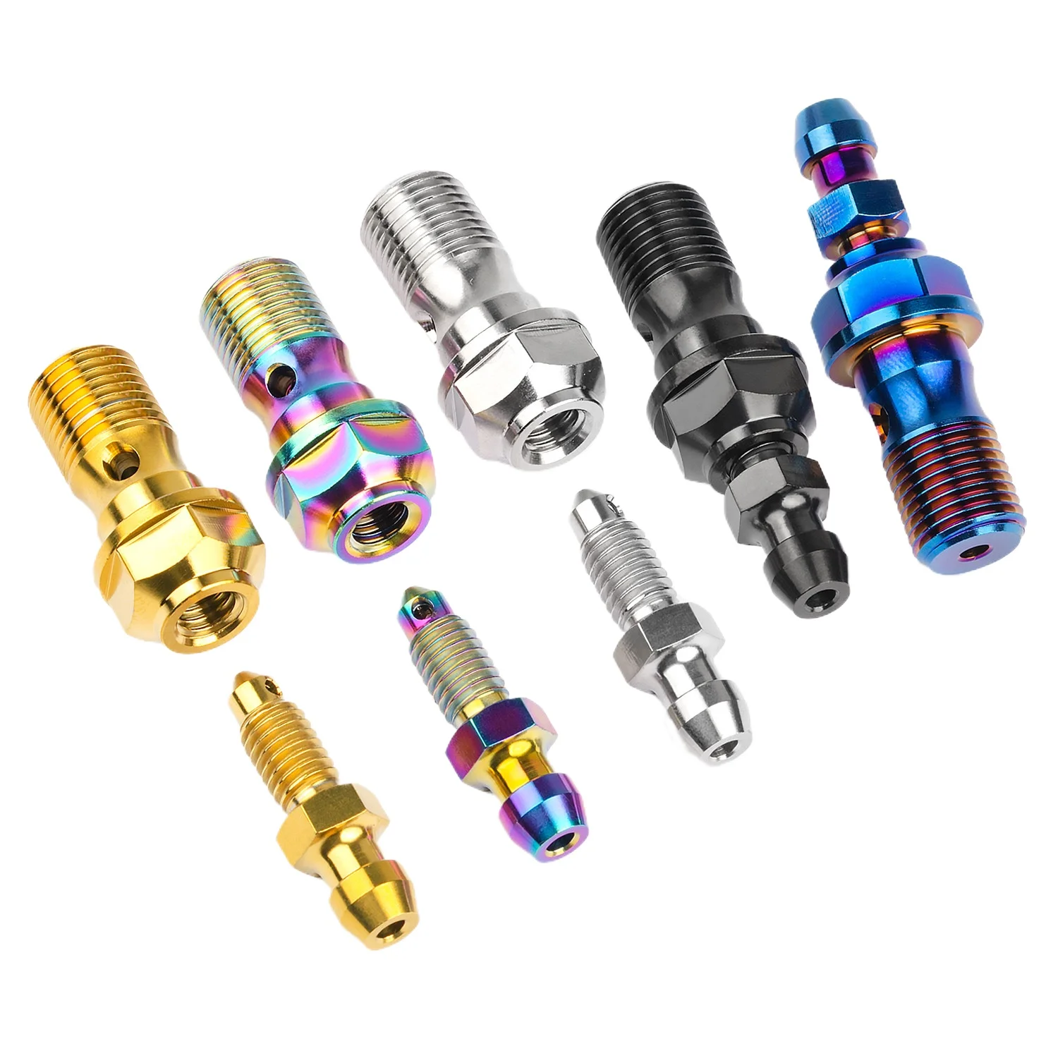 Titanium Motorcycle Exhaust Bleeder Screw M10x1.0/1.25, Single/Double Hole Bleeder Valve, Radiator Crab Screw Upgrade