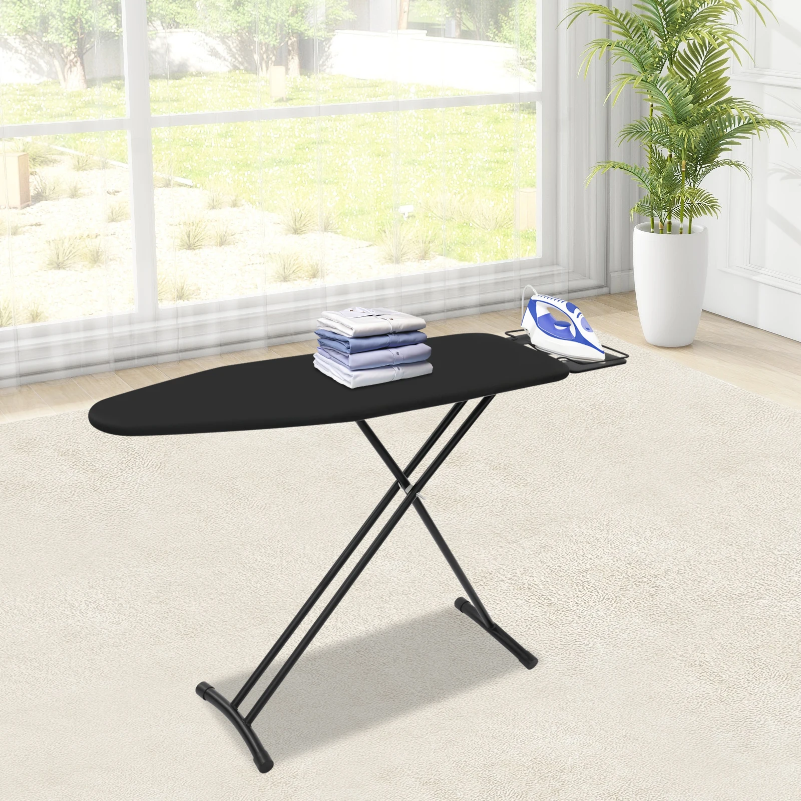 أسود الكربون الصلب 110x33 سنتيمتر للطي مكوّاة ارتفاع قابل للتعديل المنزلية للطي مكوّاة مع كتيفة حديدية #1