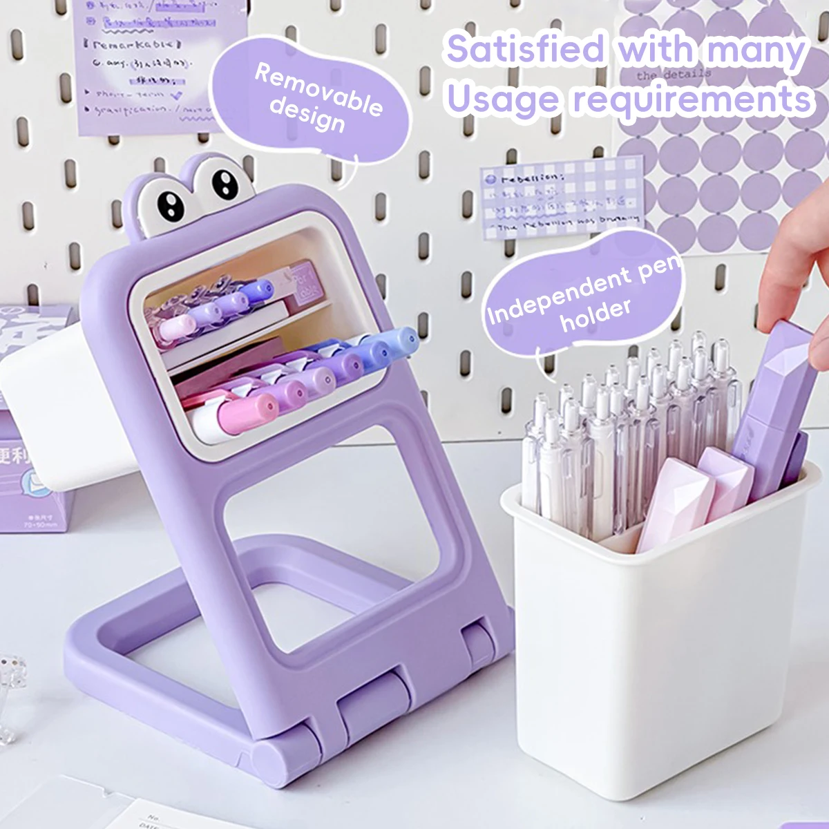 

Big Eyes Pencil Holder Cartoon Cream Color Table Container Case Organizer for Student Stationery Desk Makeup Brush Storage box