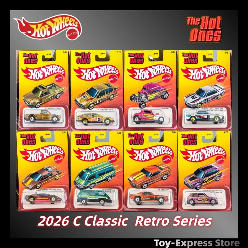 

Hot Wheels The Hot Ones 1:64 Diecast Car Models BMW Honda Volkswagen Toyota Ford Alfa Romeo Retro Collectible Vehicle Kids Toy