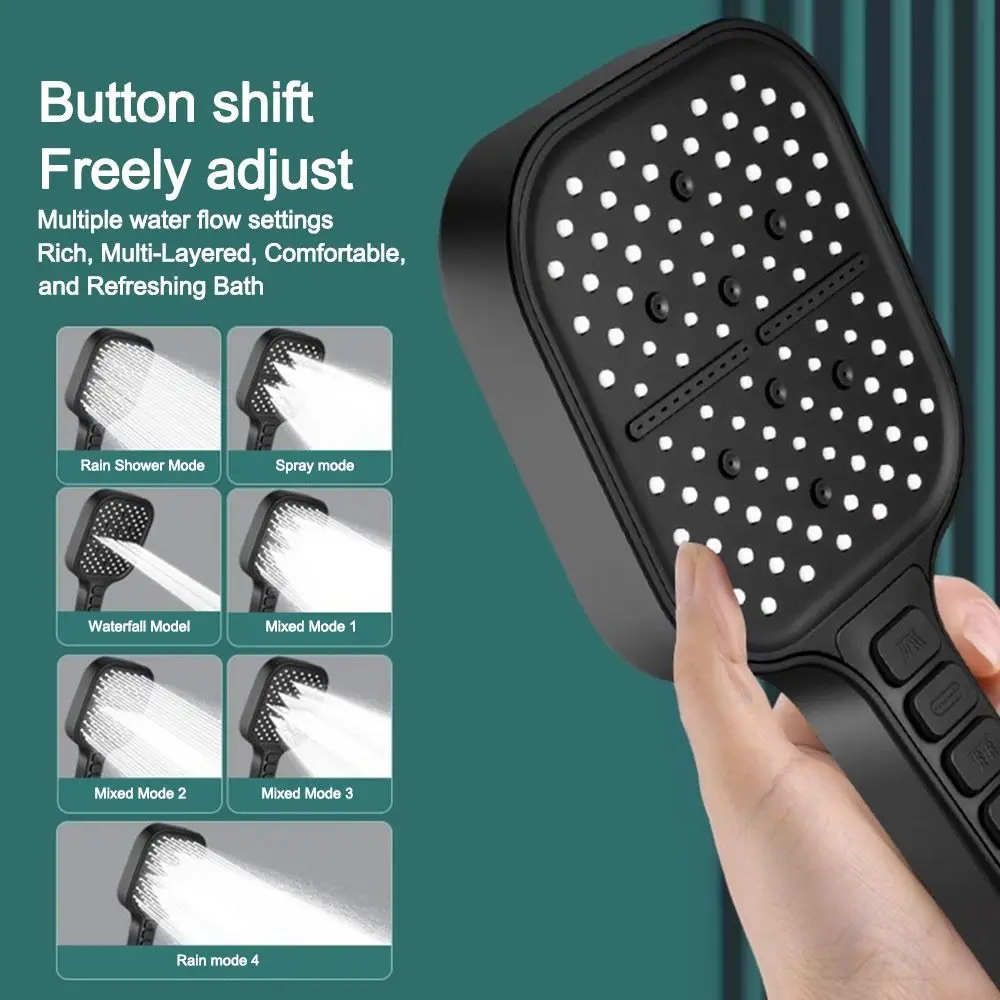 

Новая ручная душевая лейка с 7 режимами, регулируемая, водосберегающая, с функцией тропического душа