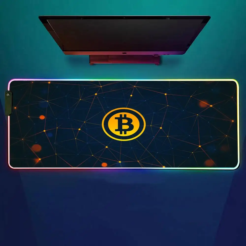 

Cryptocurrency Bitcoin Mouse Pad RGB Gaming Mouse Pad Desk Mat HD Gamer Large LED Light XXL MousePads