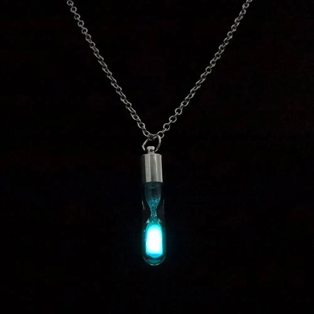 Glowing Necklace Hourglass Luminous Glass Adjustable Necklace Jewelry for Women