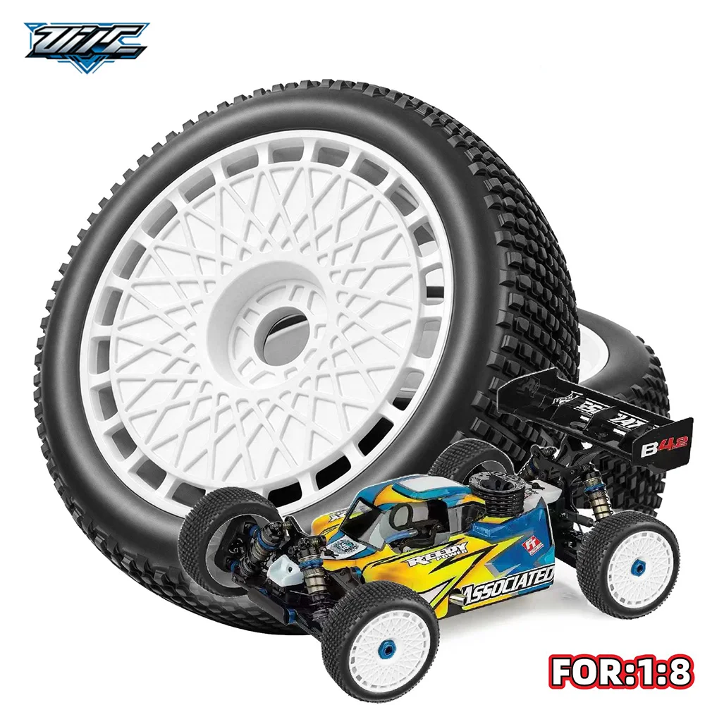 4Pcs 1/8 RC Buggy Racing Tires 115mm OD 17mm Hex Rubber Tyres for XRAY Kyosho Arrma Losi Serpent Hongnor Team Associated RC Car
