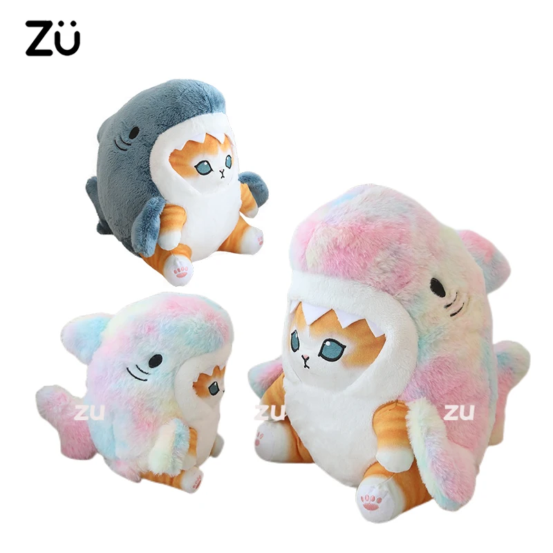 ZU 20/30cm Kawaii Shark Cat Plushies Cute Cattle Milk Cow Kitten Plush Stuffed Toys Room Decor Birthday Gift for Girl Boy